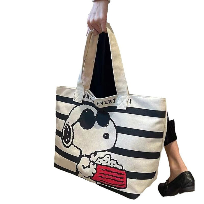 Wholesale Cartoon printed canvas bag, large capacity underarm tote bag, mom's handbag, single shoulder shopping bag