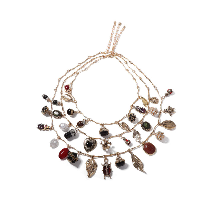 Wholesale Multi-layered Wear Design Retro Pendant Insect Leaf Love Geometry Necklace