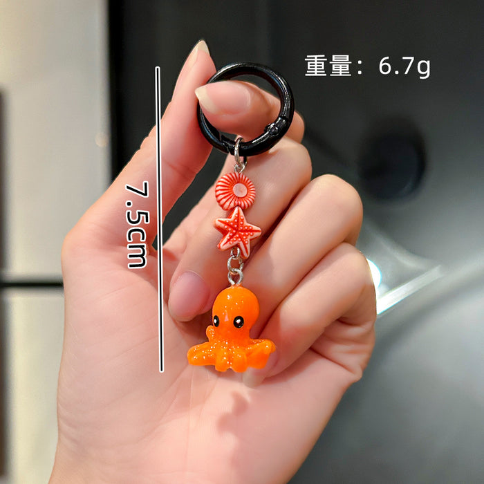 Wholesale Cute marine animal mobile phone lanyard resin keychain pendant car key decoration pendant