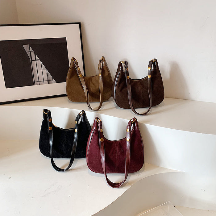 Wholesale Stylish Oil Wax Leather PU Crossbody Bag Urban Simplicity Dumpling Shape Gift