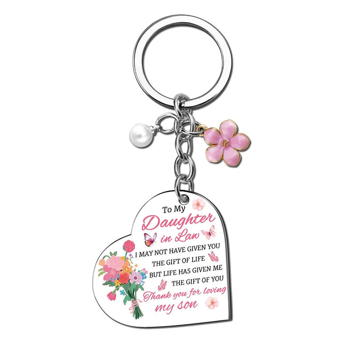 Wholesale Colored stainless steel keychain heart-shaped keychain