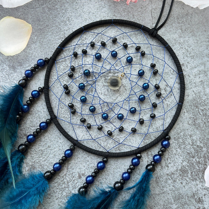 Wholesale Handmade Feather Dreamcatcher Wine Red Boho Wall Hanging Home Decor Accent MOQ≥2