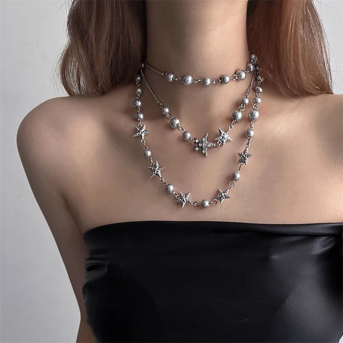 Wholesale multi-layered pearl necklace clavicle chain chocker accessories