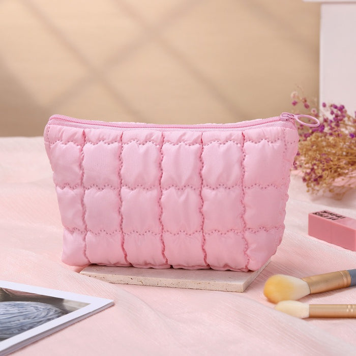 Wholesale Modern Chic Pink Octagonal Cosmetic Bag Polyester Travel Makeup Pouch Fashion Accessory For Resale