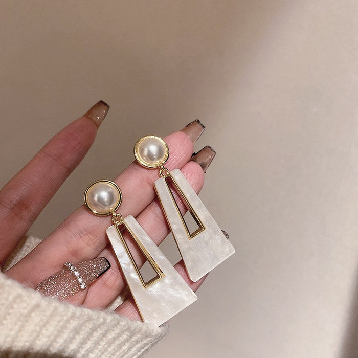 Wholesale Silver Acrylic Square Geometric Earrings High Sense Niche Personality Simple Earrings