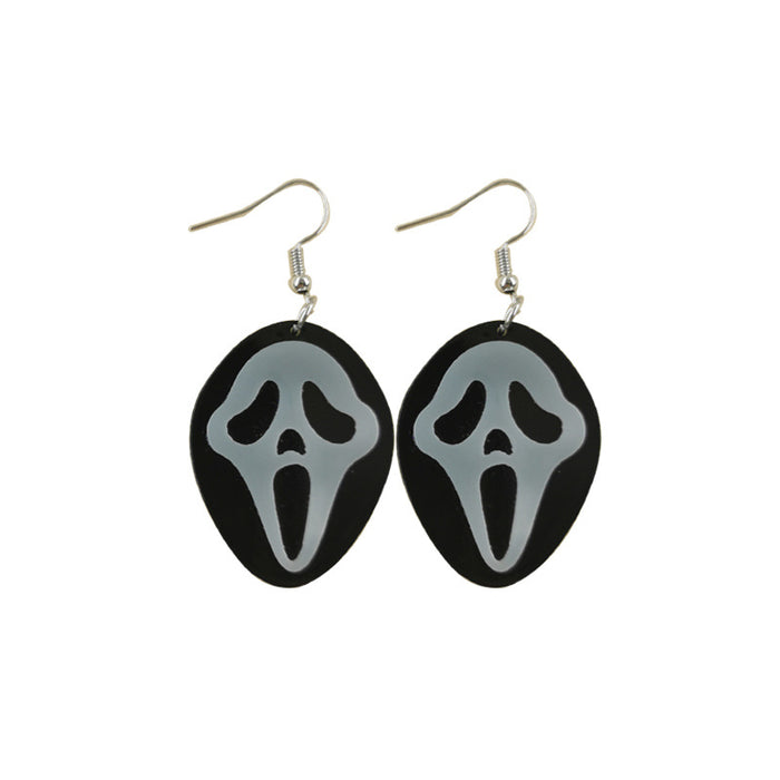 Wholesale Halloween Series Skull Ghost Death Flower Love Acrylic Printing Earrings JDC-ES-QingM001