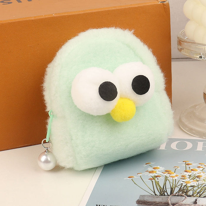 Wholesale Pink Plush Chick Backpack Coin Purse Cute Solid Color Key Pouch Fashion Accessory For Resale