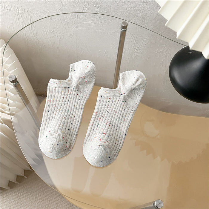 Wholesale Socks, dotted yarn, boat socks, double needle vertical stripes, invisible socks, adhesive anti slip short tube socks