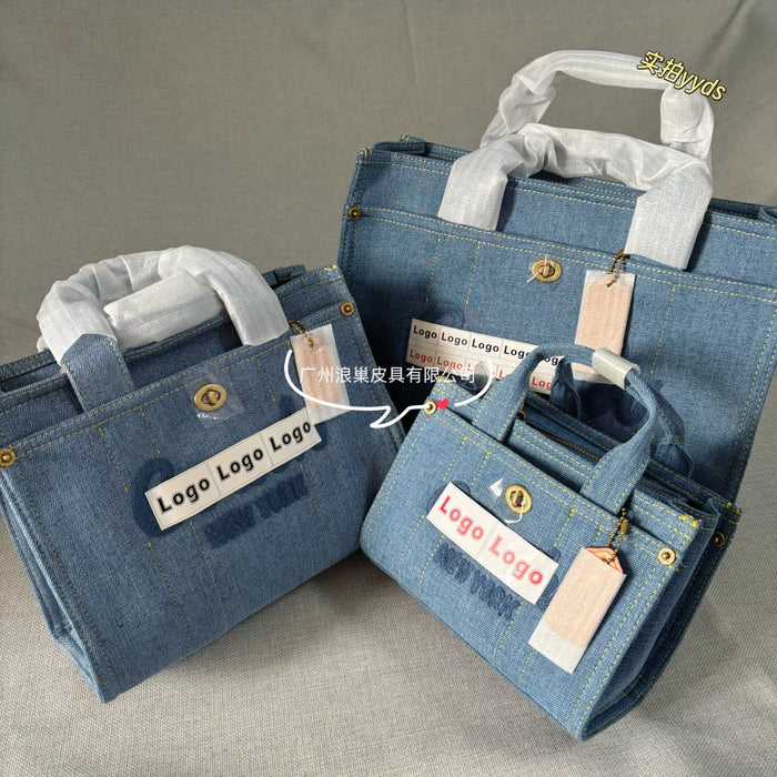 Wholesale Denim Handheld Large Capacity Tote Bag Denim Diagonal Cross Versatile Women's Bag
