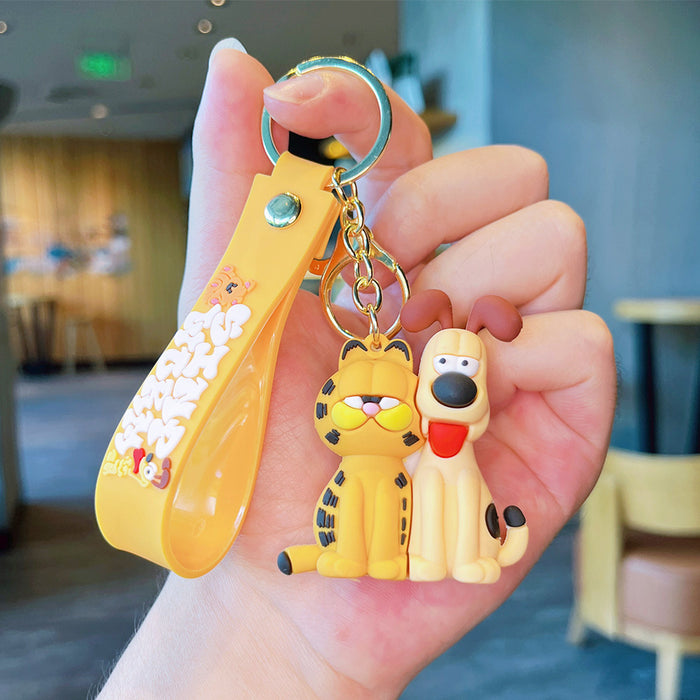 Wholesale Cartoon funny cat keychain small pendant doll car keychain student schoolbag pendant