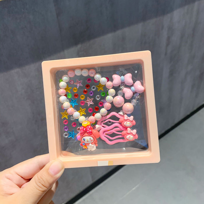 Wholesale Children's Bracelet Gift Box Set Cartoon Earrings Cute Hairpin Princess Face Sticker
