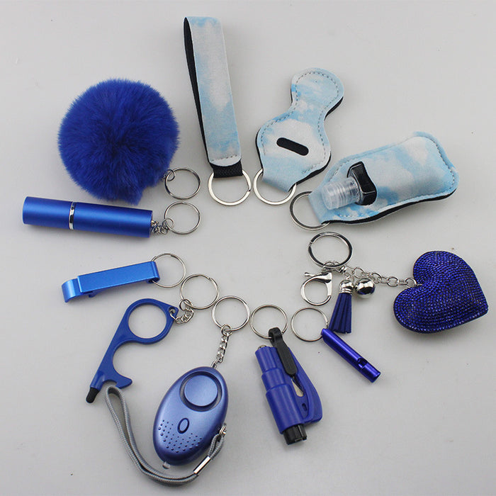 Wholesale Multifunctional Plush Diamond Heart 5-piece Keychain 12-piece Set JDC-KC-TouMS038