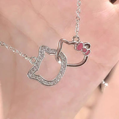 Wholesale copper pink bow necklace JDC-NE-DFN006