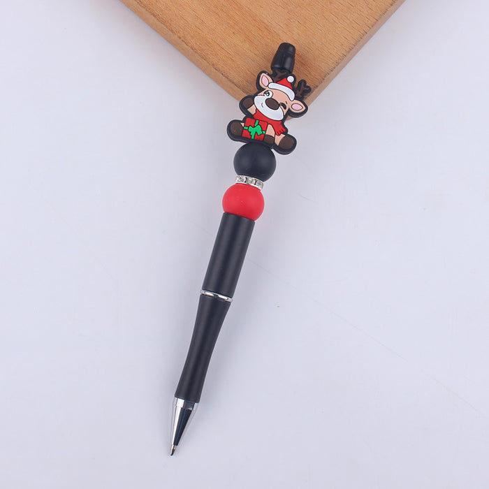 Wholesale Cartoon Christmas Santa Claus Silicone Plastic Bead Pen JDC-PN-GuangTian011