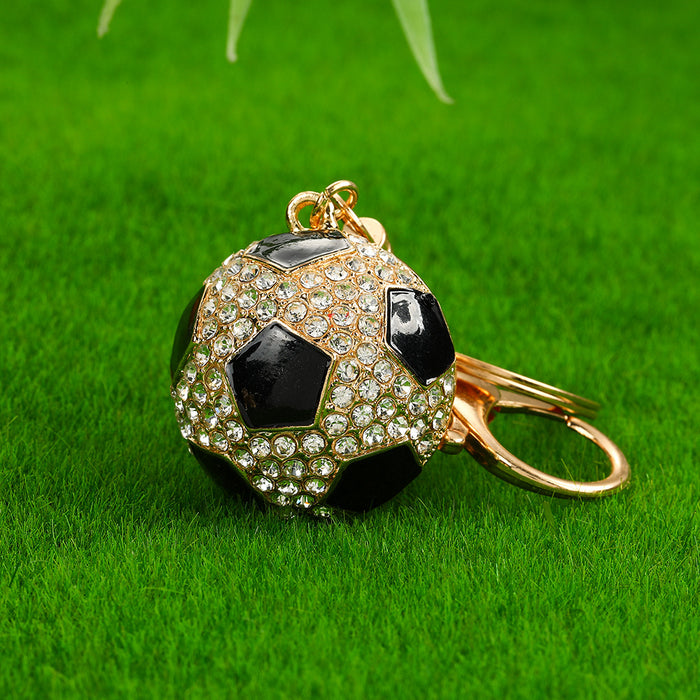 Wholesale Fashion Soccer Ball Rhinestone Keychain Pink Zinc Alloy Car Key Accessory Gift MOQ≥2
