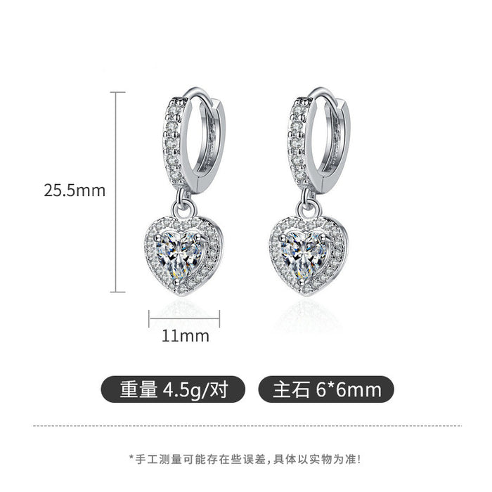 Wholesale Copper Inlaid Zircon Heart Earrings