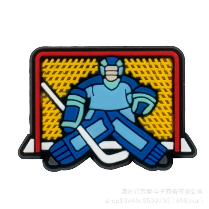 Wholesale Cave shoe flower buckle sports classic ice hockey fun cartoon upper PVC drip plastic decorative buckle detachable accessory