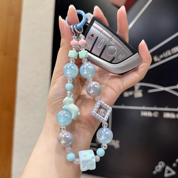 Wholesale Creative acrylic bead keychain bracelet key pendant mobile phone chain bead jewelry DIY