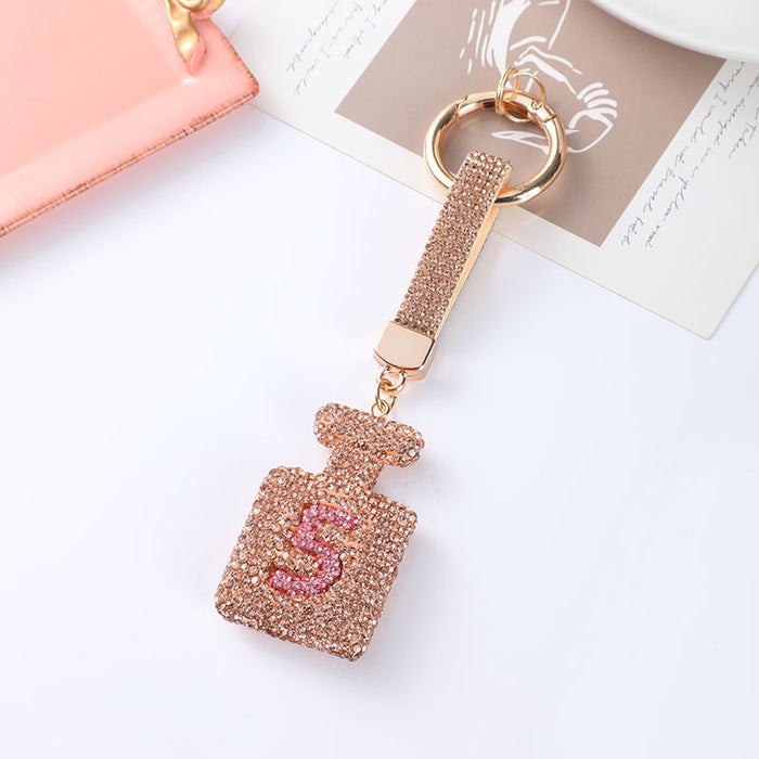 Wholesale Perfume bottle digital keychain,  full rhinestone,  fashionable bag charm,  car pendant