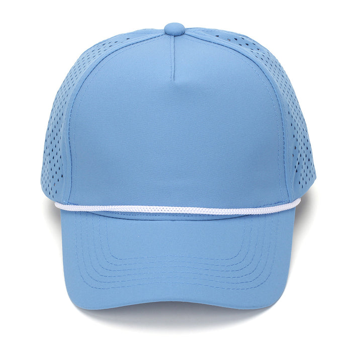 Wholesale White Quick-Dry Baseball Cap with Strap - Breathable Perforated Sun Protection Hat for Summer Outdoor Activities