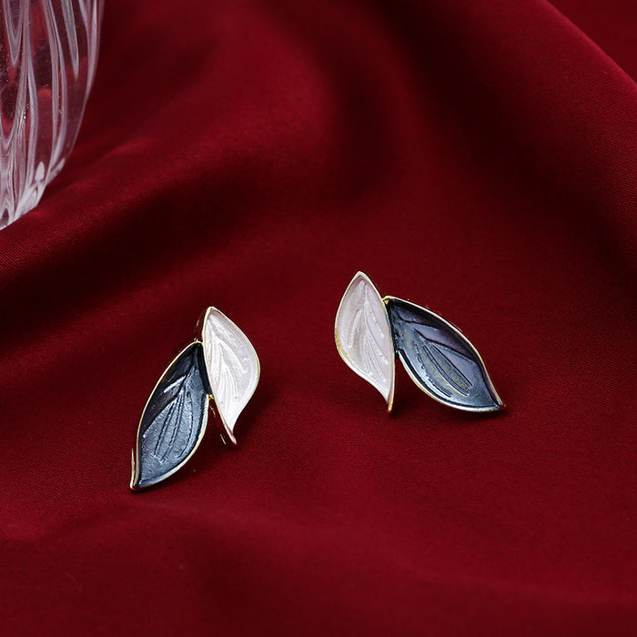 Wholesale S925 Silver Needle Simple Leaf Earrings Women's