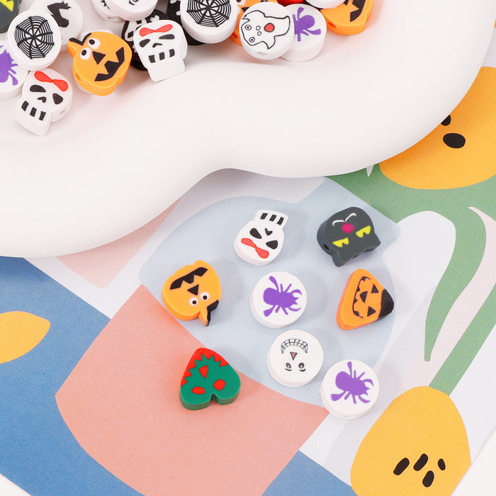 Wholesale 100PCS Polymer Clay Halloween Random Cartoon Series Loose Beads JDC-BDS-LiuXia016