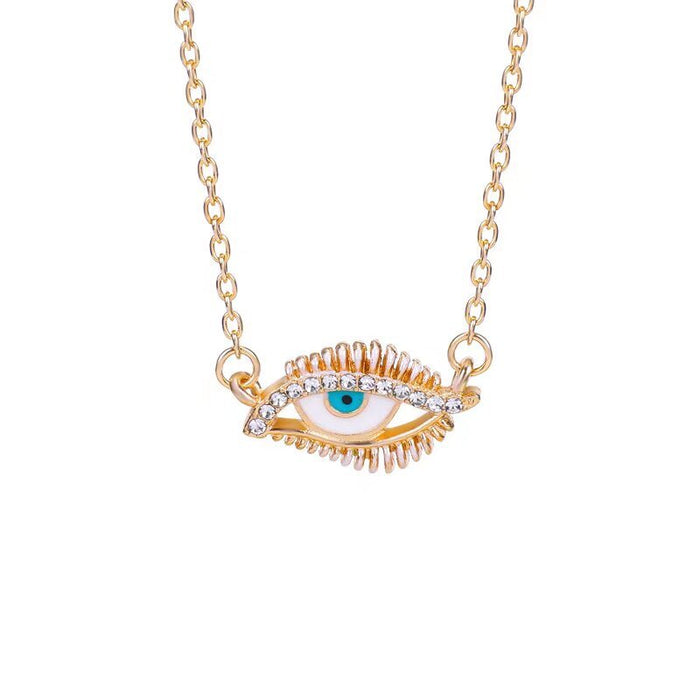 Wholesale New pendant, fashionable and simple, dripping oil Devil's Eye necklace, personalized alloy earrings, collarbone chain