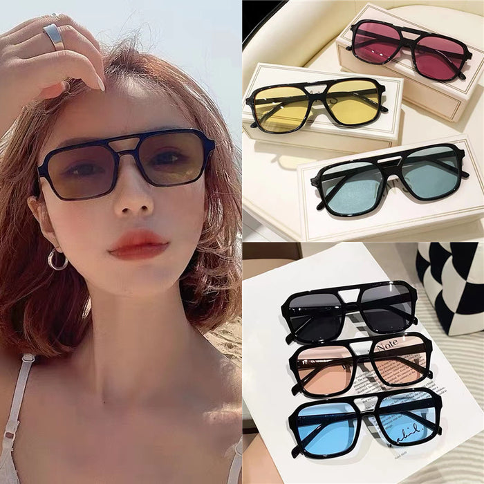 Wholesale Square Sunglasses Retro Large Frame Pilot Glasses Ocean Lens Sunglasses