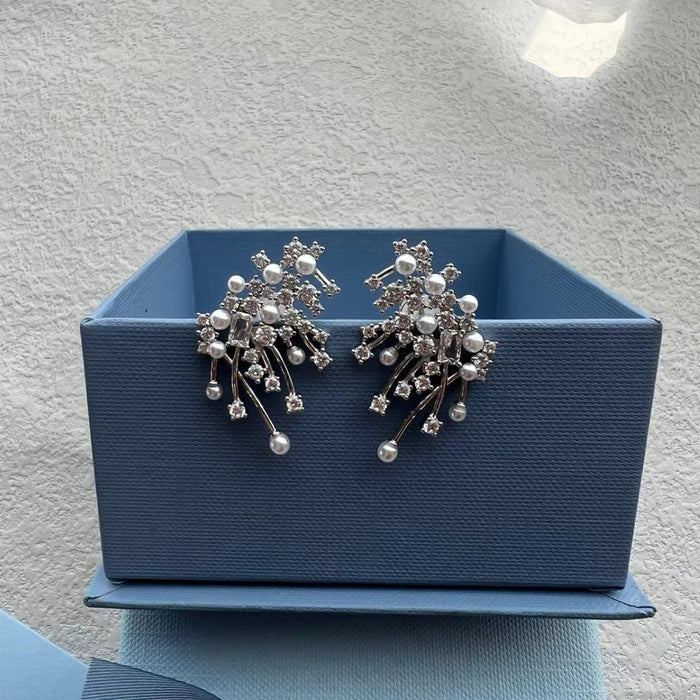 Wholesale Nebula Earrings Light Luxury Elegant Pearl Silver Studs