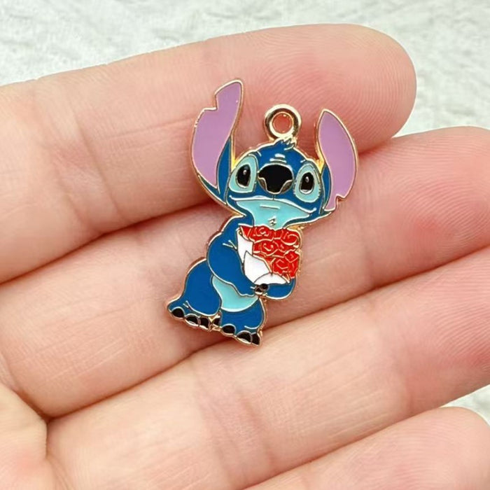 Wholesale 10pcs Cartoon Couple DIY Jewelry Accessories Alloy Enamel Pendant Keychain Earrings