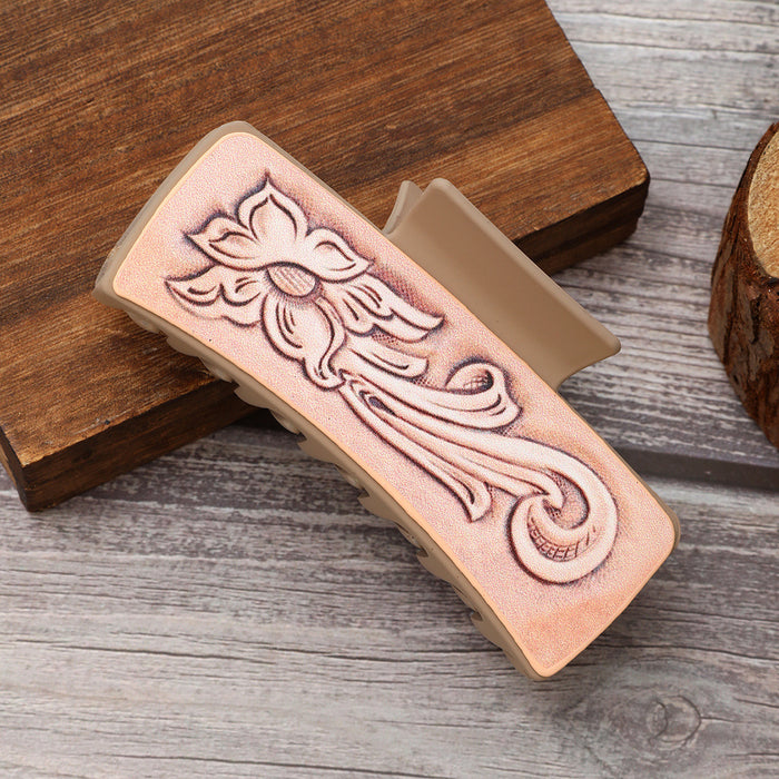 Wholesale West Denim Style Leather Hairpin Cactus Clamp Women Shark Clip