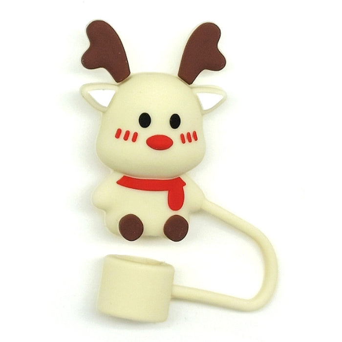 Wholesale 10pcs Straw Cover Food Grade Silicone Christmas Straw Cap  Dustproof Silicone Cover Straw Plug