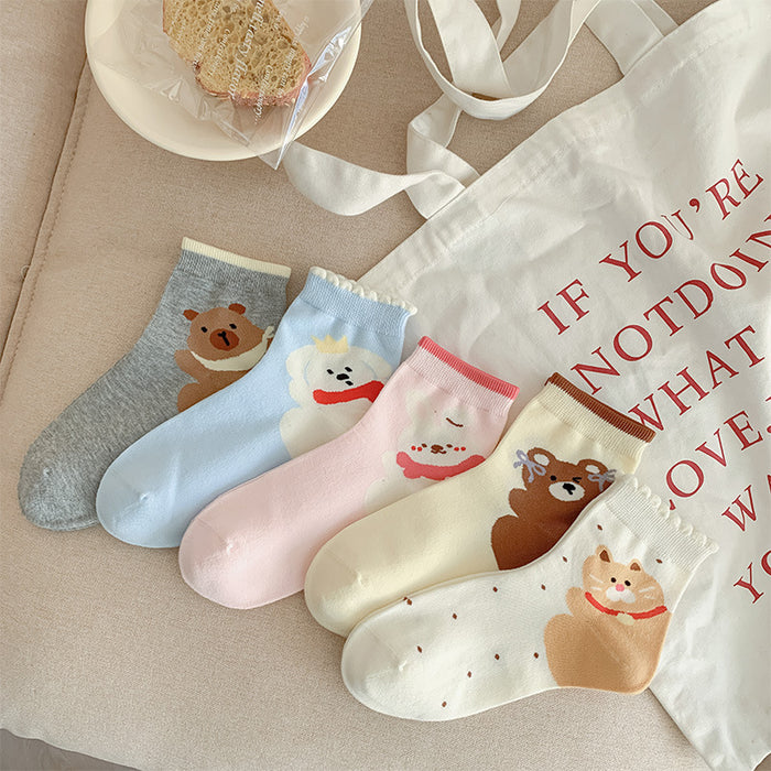 Wholesale Socks Children's Mid Tube Socks New Sweet Lace Academy Storm Point Socks