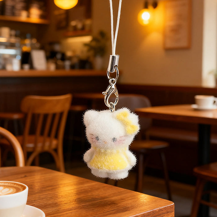 Wholesale Resin flocked cute 3D cat keychain pendant