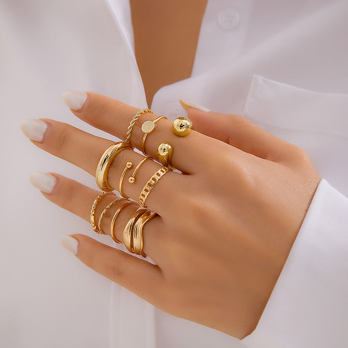 Wholesale ENiche trend design geometric arc ring joint ring exaggerated open set ring