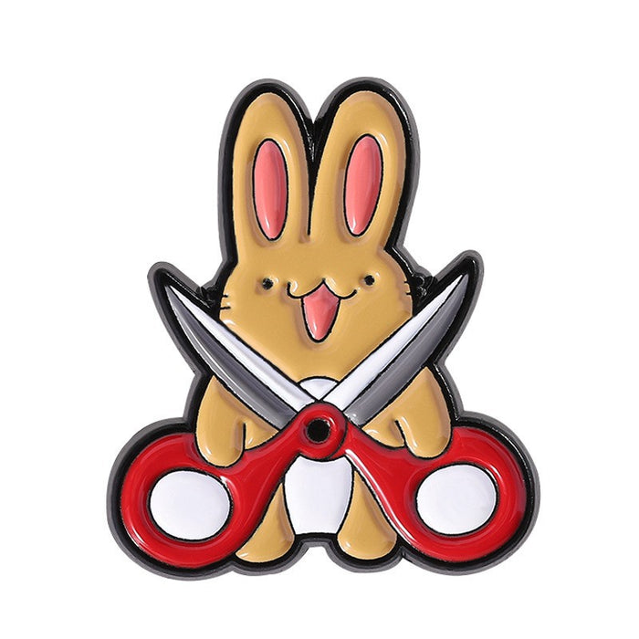Wholesale Funny Cartoon Cat Duck Enamel Pin Set Knife Wielding Brooch Zinc Alloy Baking Finish Jewelry Accessory For Resale