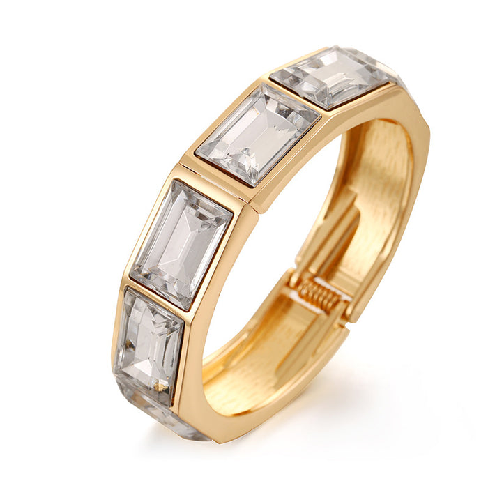 Wholesale Bracelet with high-end feel, alloy plated bracelet, fashionable opening bracelet, inlaid with jewelry bracelet