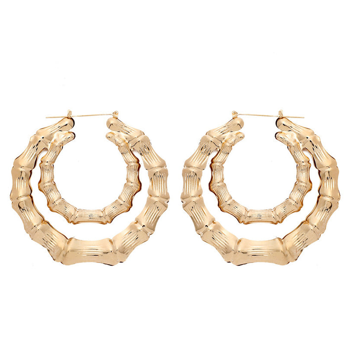 Wholesale Oversized patterned earrings with exaggerated golden circle earrings