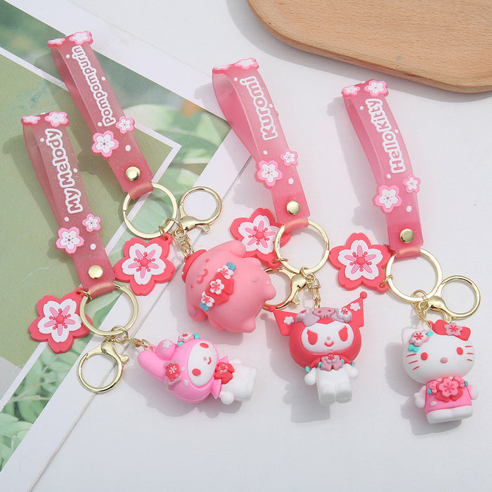 Wholesale Keychain Cartoon Animation PVC Doll Cat Bag Pendant Car Key Ring Creative Gift