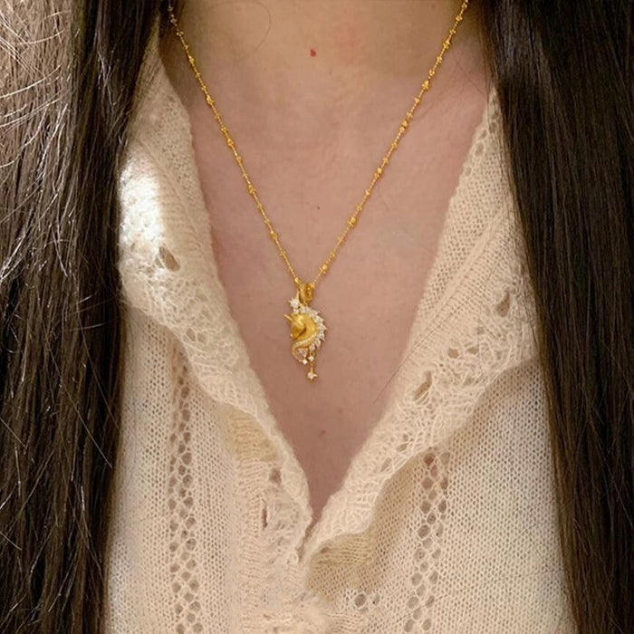 Wholesale Unicorn Seahorse Necklace Women's High-end Pendant Necklace