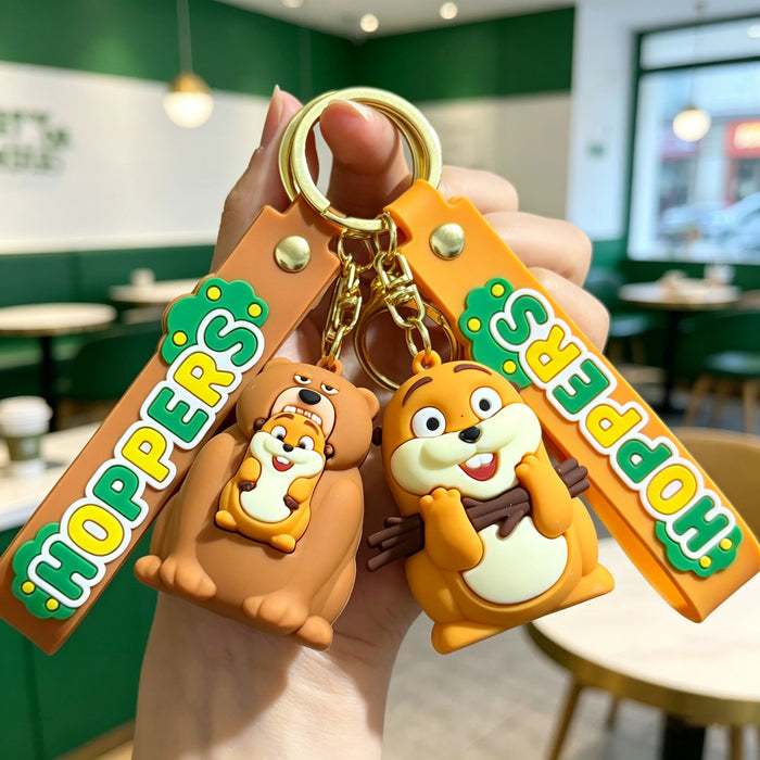 Wholesale Cartoon Beaver Transformation Keychain Silicone PVC Bag Charm Gift