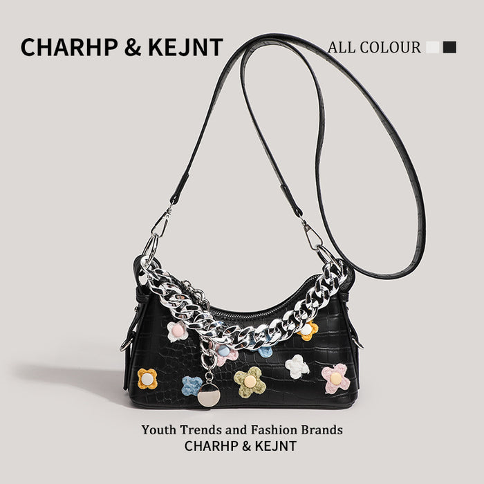 Wholesale Popular flower style stick bag, high-end texture, niche underarm crossbody bag