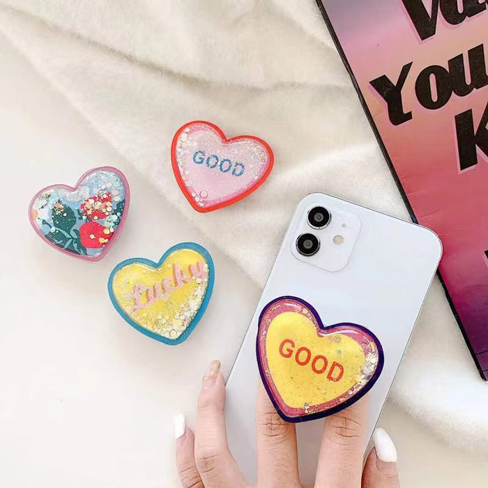 Wholesale Heart-shaped adhesive quicksand phone stand