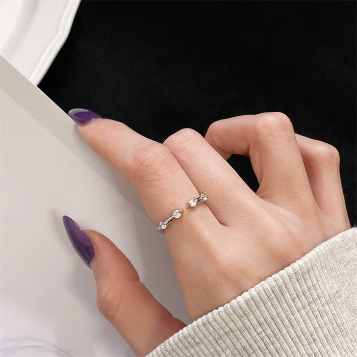 Wholesale Simple and fashionable geometric diamond inlaid zircon open ring, niche, light luxury, high-end, versatile