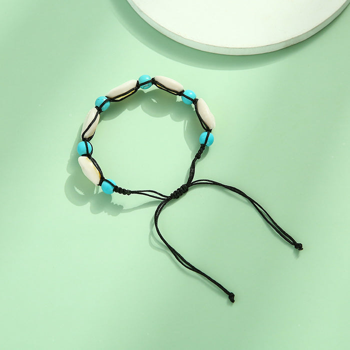 Wholesale turquoise beads hand-woven shell anklet