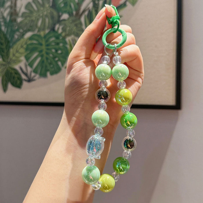 Wholesale Handmade beaded bag bracelet keychain, colorful acrylic plated car keychain pendant