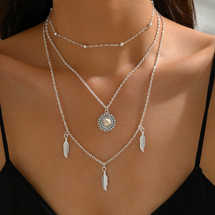 Wholesale Creative retro necklace alloy pendant multi-layer necklace