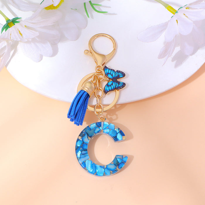 Wholesale Letter Keychain Tassel Butterfly Girl Bag Pendant