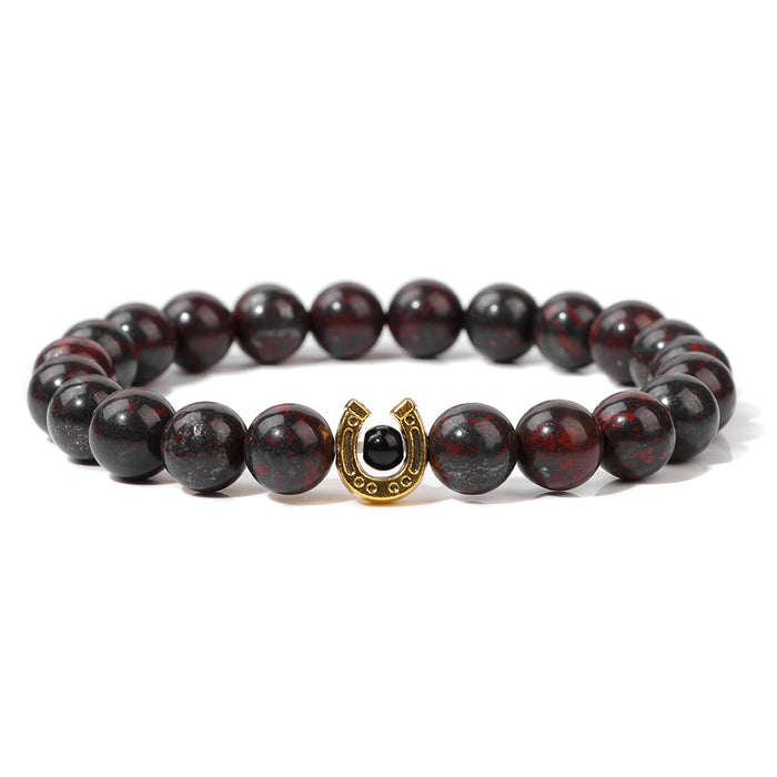 Wholesale 8mm Natural Lapis Stone Horseshoe Elastic Bracelet Art Retro Bracelet Wholesale