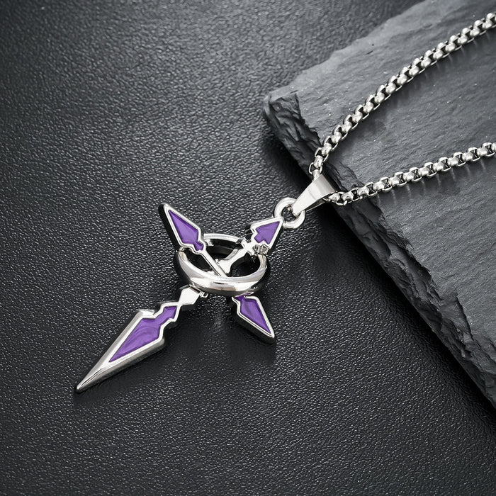 Wholesale Versatile cross pendant necklace with loop, fashionable and trendy long sweater chain pendant, titanium steel accessory